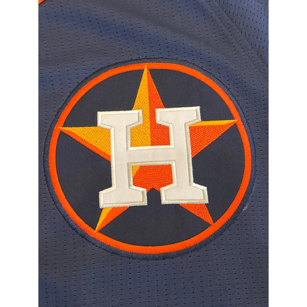 MLB Houston Astros Baseball Jersey Mens Large Navy Blue Dynasty Series Button Up